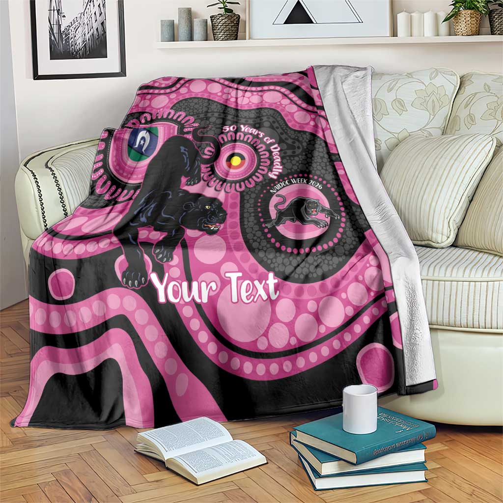Panthers NAIDOC Week 2026 Personalised Blanket 50 Years of Deadly Aboriginal Art Pink