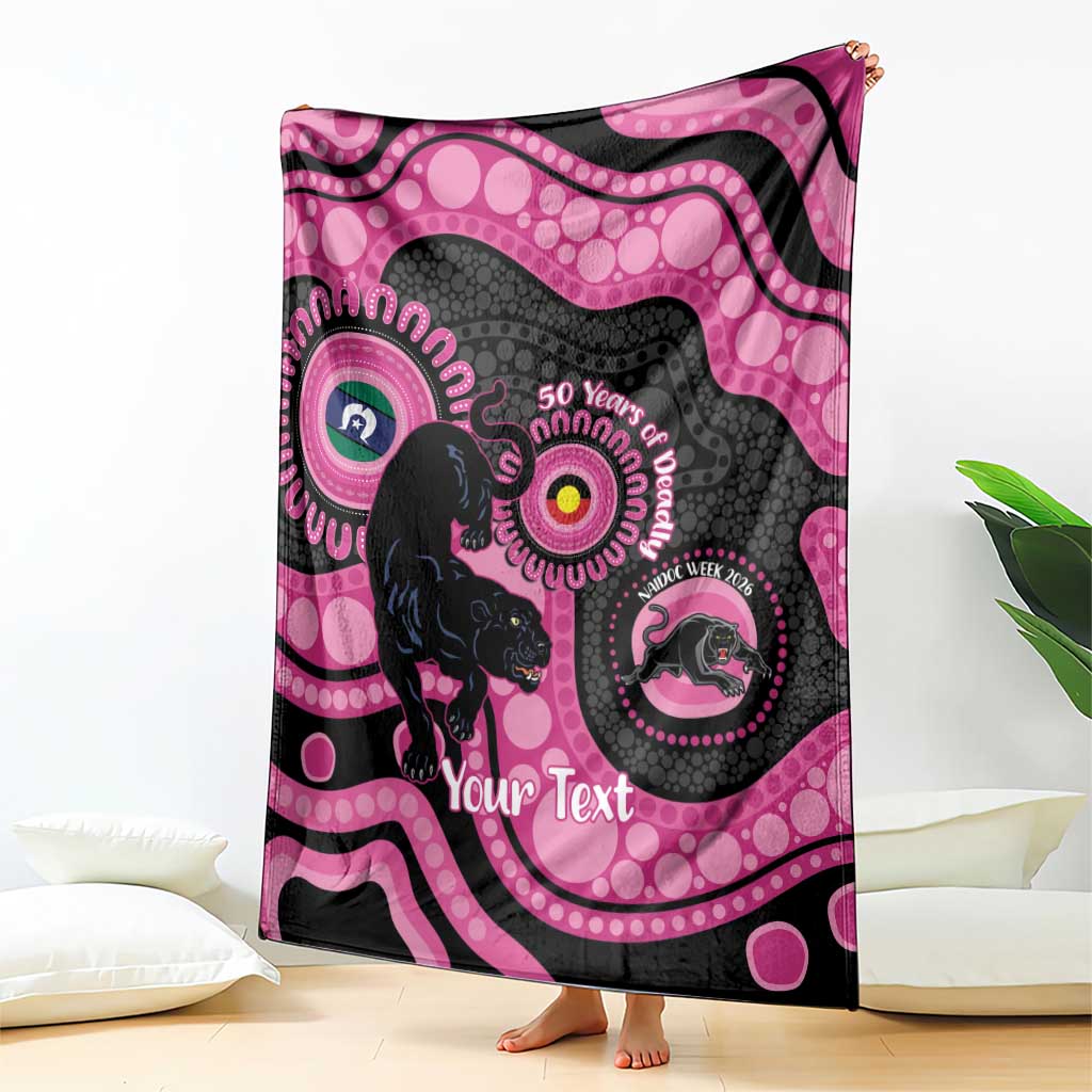 Panthers NAIDOC Week 2026 Personalised Blanket 50 Years of Deadly Aboriginal Art Pink