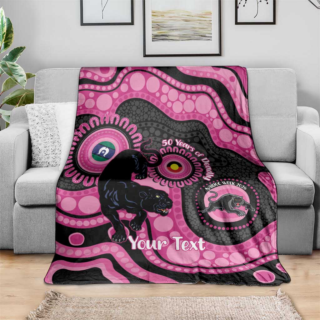 Panthers NAIDOC Week 2026 Personalised Blanket 50 Years of Deadly Aboriginal Art Pink