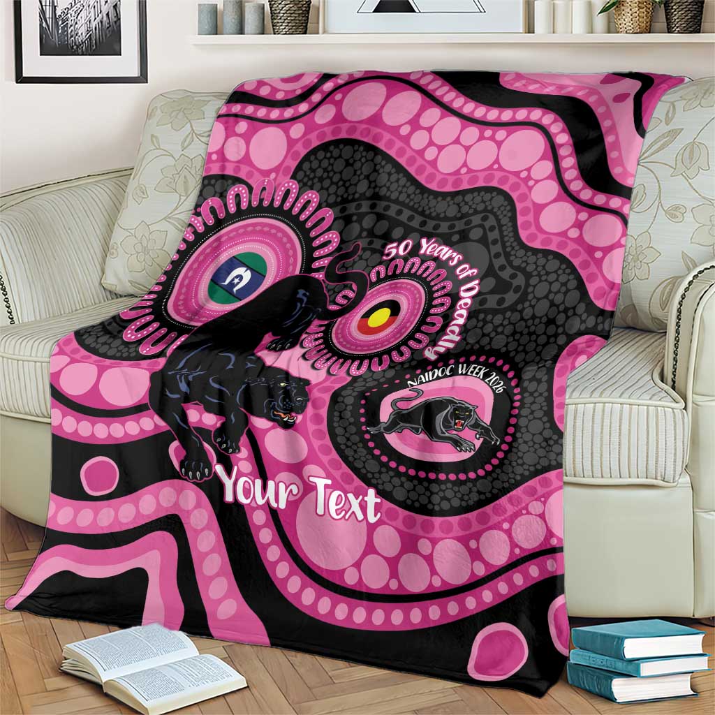 Panthers NAIDOC Week 2026 Personalised Blanket 50 Years of Deadly Aboriginal Art Pink
