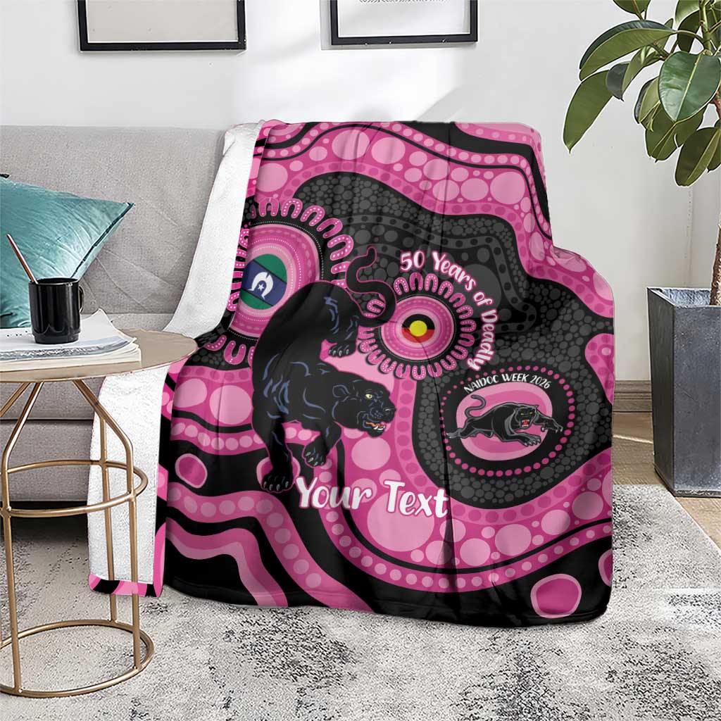 Panthers NAIDOC Week 2026 Personalised Blanket 50 Years of Deadly Aboriginal Art Pink