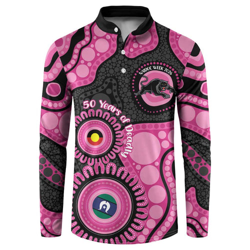 Panthers NAIDOC Week 2026 Personalised Button Sweatshirt 50 Years of Deadly Aboriginal Art Pink