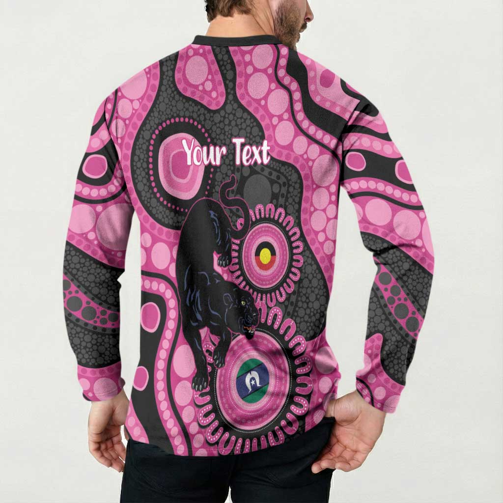 Panthers NAIDOC Week 2026 Personalised Button Sweatshirt 50 Years of Deadly Aboriginal Art Pink