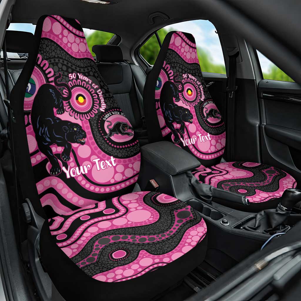 Panthers NAIDOC Week 2026 Personalised Car Seat Cover 50 Years of Deadly Aboriginal Art Pink