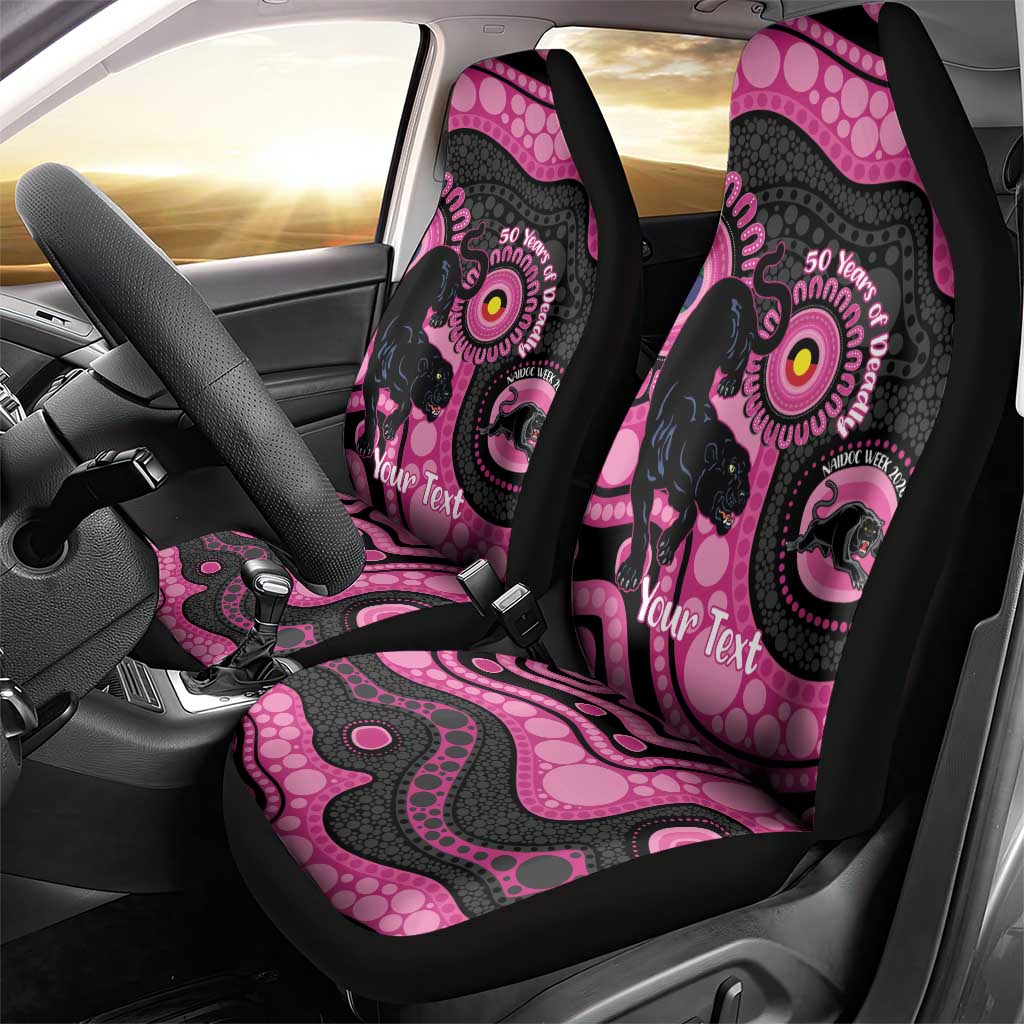 Panthers NAIDOC Week 2026 Personalised Car Seat Cover 50 Years of Deadly Aboriginal Art Pink