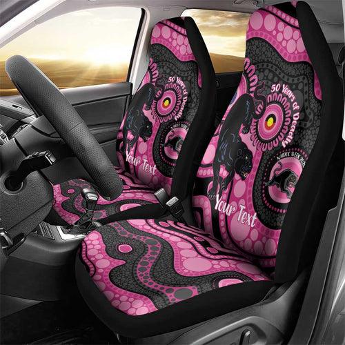 Panthers NAIDOC Week 2026 Personalised Car Seat Cover 50 Years of Deadly Aboriginal Art Pink