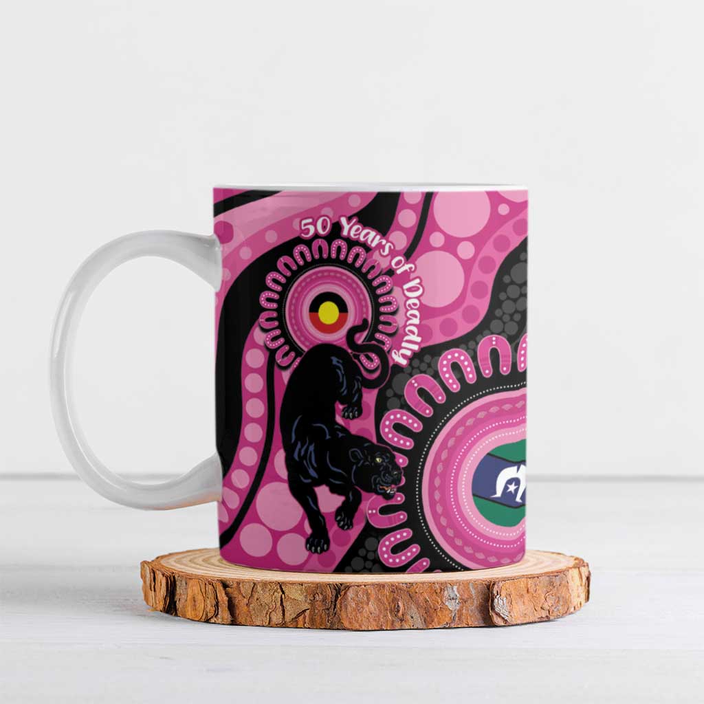 Panthers NAIDOC Week 2026 Personalised Ceramic Mug 50 Years of Deadly Aboriginal Art Pink