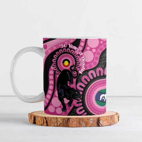 Panthers NAIDOC Week 2026 Personalised Ceramic Mug 50 Years of Deadly Aboriginal Art Pink