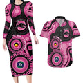 Panthers NAIDOC Week 2026 Personalised Couples Matching Long Sleeve Bodycon Dress and Hawaiian Shirt 50 Years of Deadly Aboriginal Art Pink