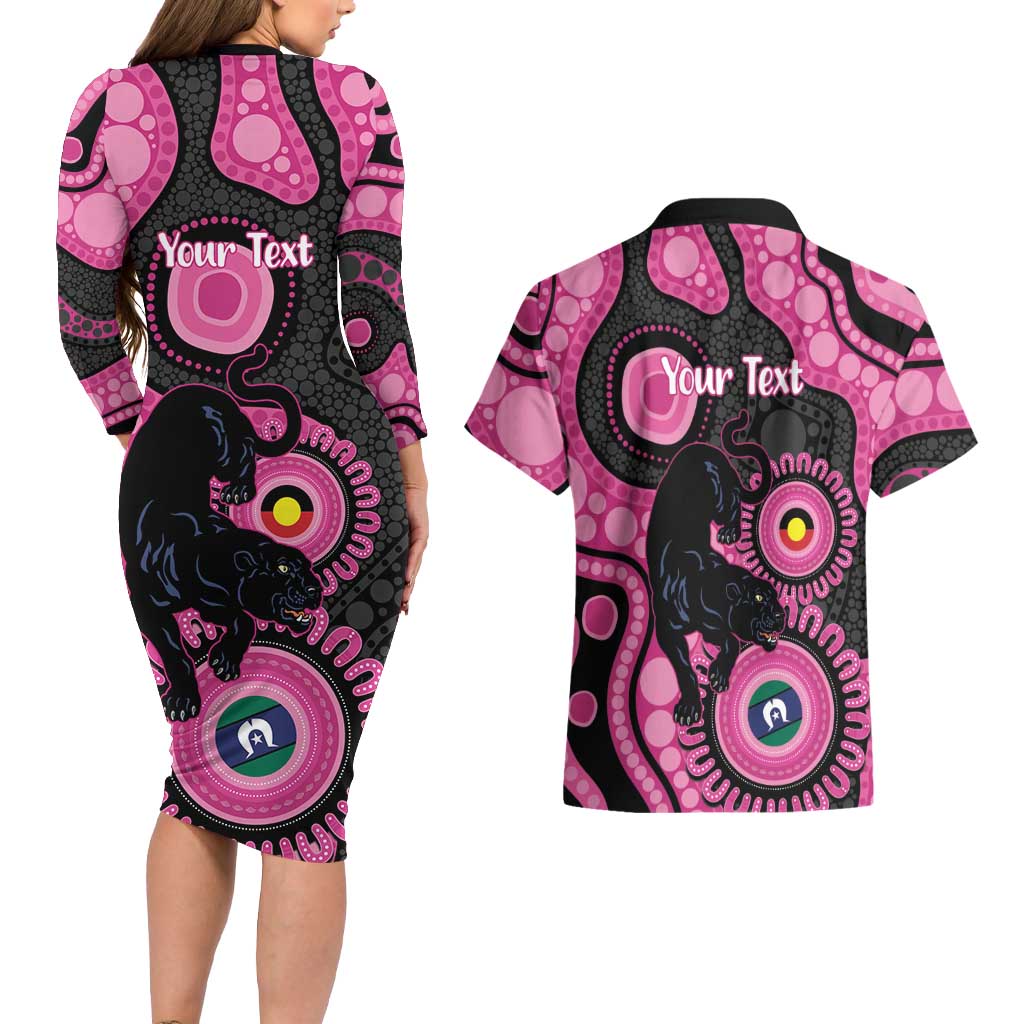 Panthers NAIDOC Week 2026 Personalised Couples Matching Long Sleeve Bodycon Dress and Hawaiian Shirt 50 Years of Deadly Aboriginal Art Pink
