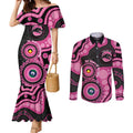 Panthers NAIDOC Week 2026 Personalised Couples Matching Mermaid Dress and Long Sleeve Button Shirt 50 Years of Deadly Aboriginal Art Pink