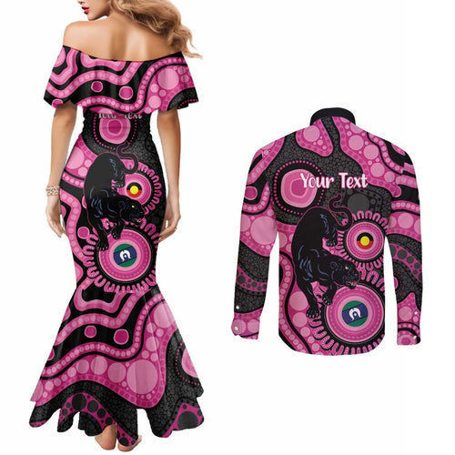 Panthers NAIDOC Week 2026 Personalised Couples Matching Mermaid Dress and Long Sleeve Button Shirt 50 Years of Deadly Aboriginal Art Pink