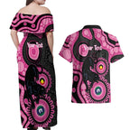 Panthers NAIDOC Week 2026 Personalised Couples Matching Off Shoulder Maxi Dress and Hawaiian Shirt 50 Years of Deadly Aboriginal Art Pink