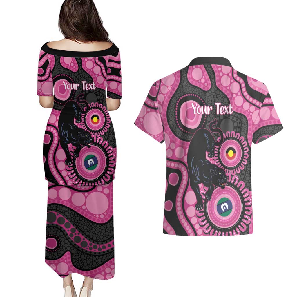 Panthers NAIDOC Week 2026 Personalised Couples Matching Puletasi and Hawaiian Shirt 50 Years of Deadly Aboriginal Art Pink