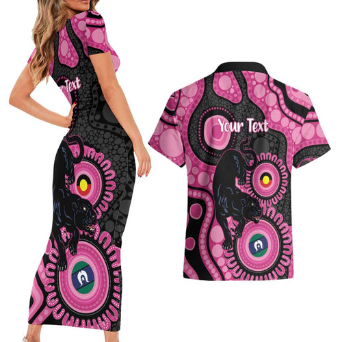 Panthers NAIDOC Week 2026 Personalised Couples Matching Short Sleeve Bodycon Dress and Hawaiian Shirt 50 Years of Deadly Aboriginal Art Pink