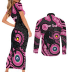Panthers NAIDOC Week 2026 Personalised Couples Matching Short Sleeve Bodycon Dress and Long Sleeve Button Shirt 50 Years of Deadly Aboriginal Art Pink