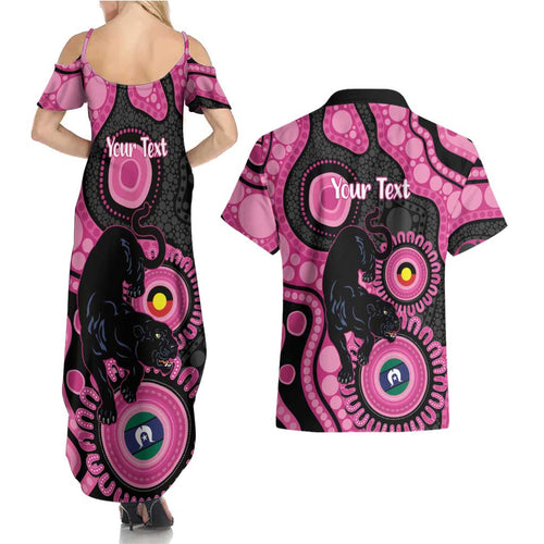 Panthers NAIDOC Week 2026 Personalised Couples Matching Summer Maxi Dress and Hawaiian Shirt 50 Years of Deadly Aboriginal Art Pink