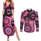 Panthers NAIDOC Week 2026 Personalised Couples Matching Summer Maxi Dress and Long Sleeve Button Shirt 50 Years of Deadly Aboriginal Art Pink