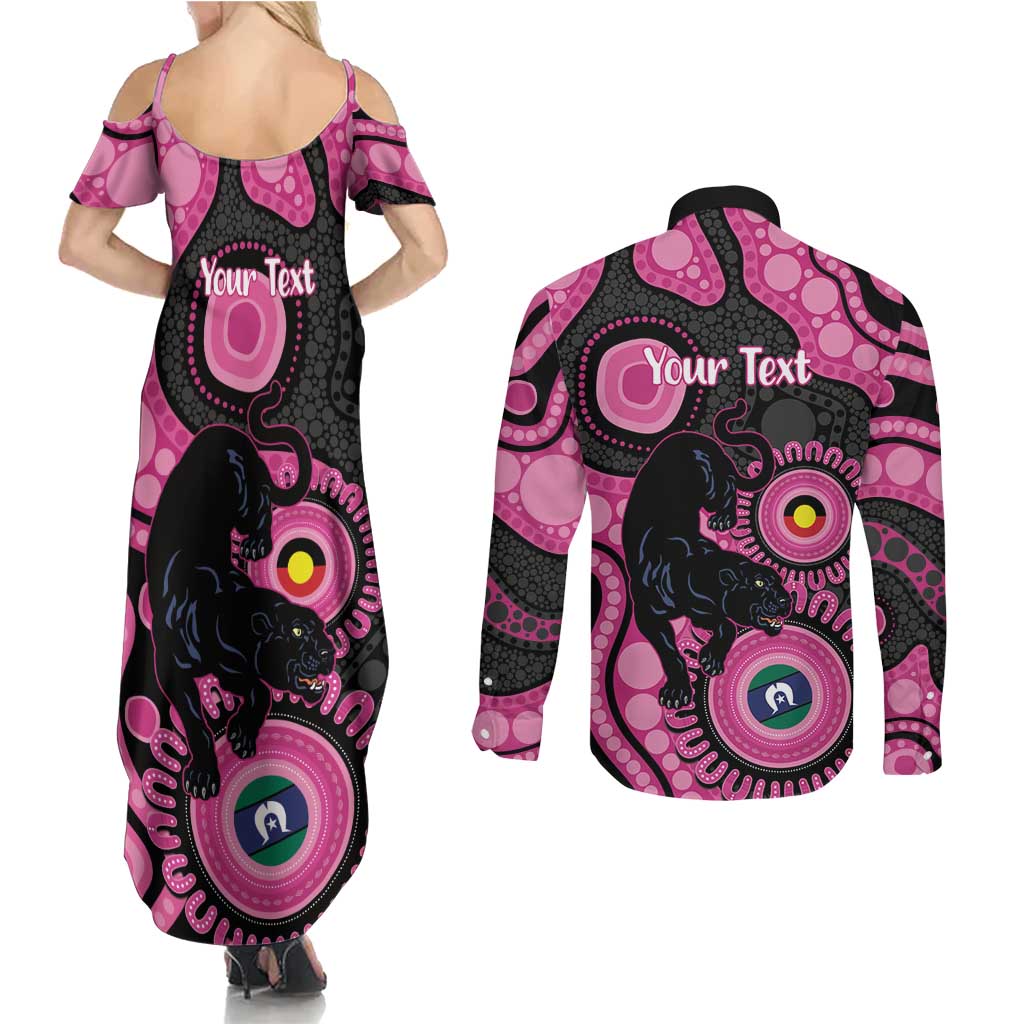 Panthers NAIDOC Week 2026 Personalised Couples Matching Summer Maxi Dress and Long Sleeve Button Shirt 50 Years of Deadly Aboriginal Art Pink
