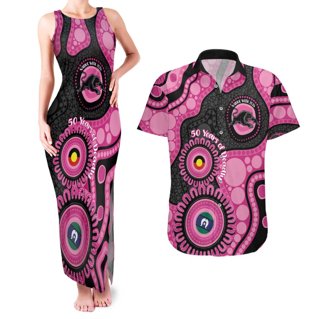 Panthers NAIDOC Week 2026 Personalised Couples Matching Tank Maxi Dress and Hawaiian Shirt 50 Years of Deadly Aboriginal Art Pink