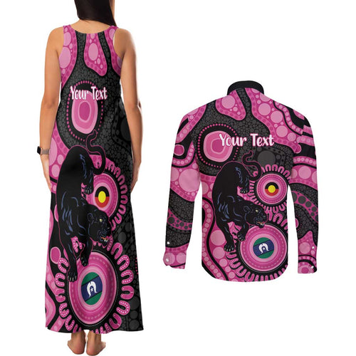 Panthers NAIDOC Week 2026 Personalised Couples Matching Tank Maxi Dress and Long Sleeve Button Shirt 50 Years of Deadly Aboriginal Art Pink