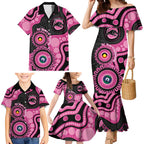 Panthers NAIDOC Week 2026 Personalised Family Matching Mermaid Dress and Hawaiian Shirt 50 Years of Deadly Aboriginal Art Pink