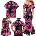 Panthers NAIDOC Week 2026 Personalised Family Matching Mermaid Dress and Hawaiian Shirt 50 Years of Deadly Aboriginal Art Pink
