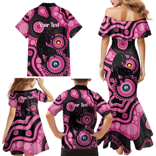Panthers NAIDOC Week 2026 Personalised Family Matching Mermaid Dress and Hawaiian Shirt 50 Years of Deadly Aboriginal Art Pink
