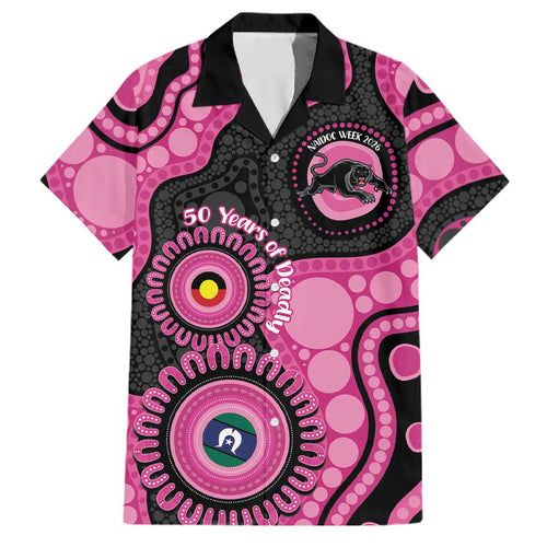Panthers NAIDOC Week 2026 Personalised Family Matching Mermaid Dress and Hawaiian Shirt 50 Years of Deadly Aboriginal Art Pink