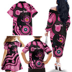 Panthers NAIDOC Week 2026 Personalised Family Matching Off The Shoulder Long Sleeve Dress and Hawaiian Shirt 50 Years of Deadly Aboriginal Art Pink