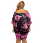 Panthers NAIDOC Week 2026 Personalised Family Matching Off Shoulder Short Dress and Hawaiian Shirt 50 Years of Deadly Aboriginal Art Pink