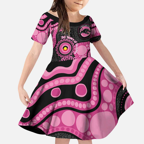 Panthers NAIDOC Week 2026 Personalised Family Matching Puletasi and Hawaiian Shirt 50 Years of Deadly Aboriginal Art Pink