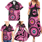 Panthers NAIDOC Week 2026 Personalised Family Matching Summer Maxi Dress and Hawaiian Shirt 50 Years of Deadly Aboriginal Art Pink