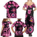 Panthers NAIDOC Week 2026 Personalised Family Matching Summer Maxi Dress and Hawaiian Shirt 50 Years of Deadly Aboriginal Art Pink