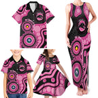 Panthers NAIDOC Week 2026 Personalised Family Matching Tank Maxi Dress and Hawaiian Shirt 50 Years of Deadly Aboriginal Art Pink