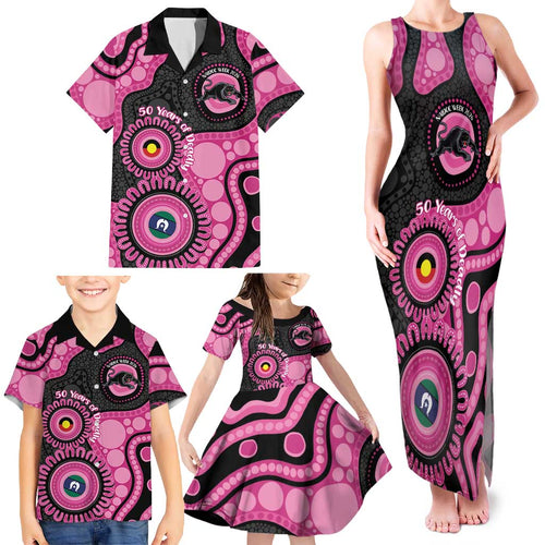 Panthers NAIDOC Week 2026 Personalised Family Matching Tank Maxi Dress and Hawaiian Shirt 50 Years of Deadly Aboriginal Art Pink