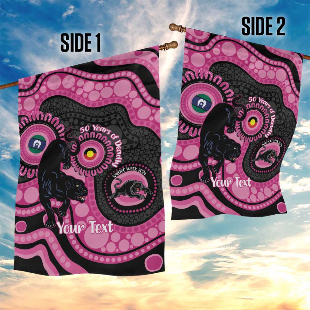 Panthers NAIDOC Week 2026 Personalised Garden Flag 50 Years of Deadly Aboriginal Art Pink