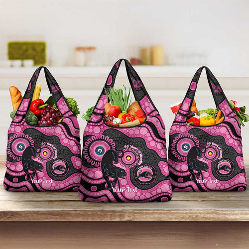 Panthers NAIDOC Week 2026 Personalised Grocery Bag 50 Years of Deadly Aboriginal Art Pink