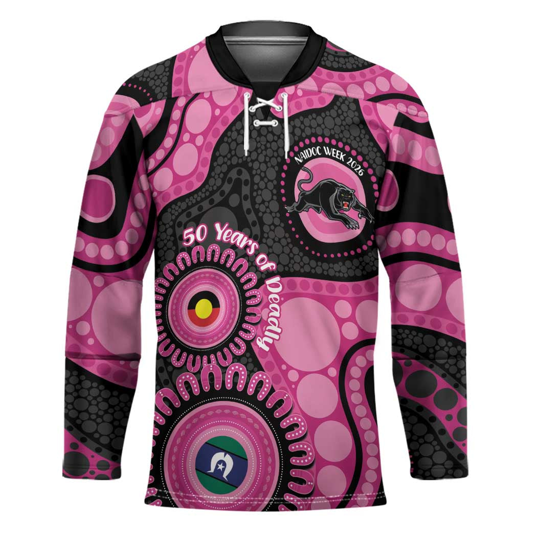 Panthers NAIDOC Week 2026 Personalised Hockey Jersey 50 Years of Deadly Aboriginal Art Pink
