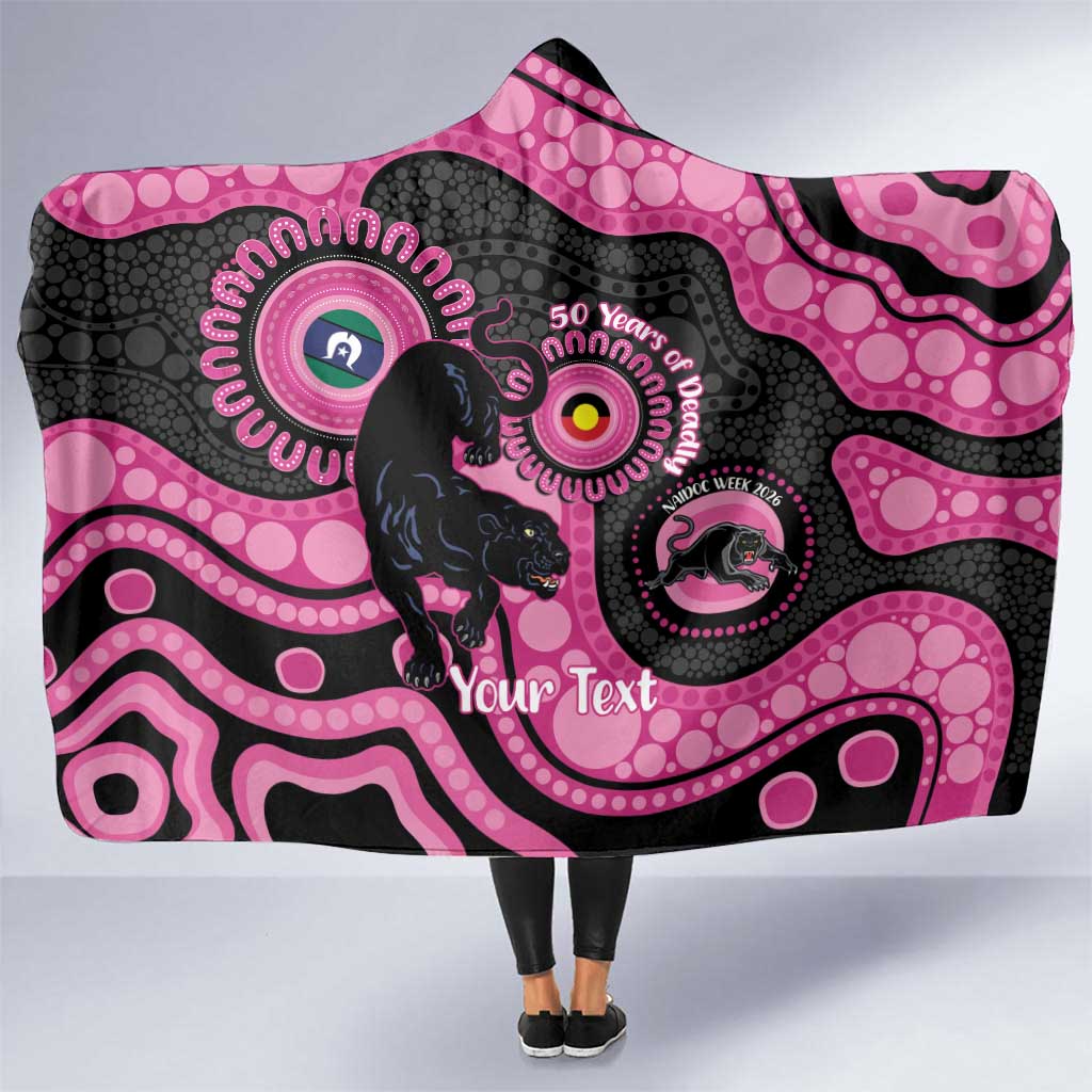 Panthers NAIDOC Week 2026 Personalised Hooded Blanket 50 Years of Deadly Aboriginal Art Pink