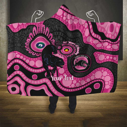 Panthers NAIDOC Week 2026 Personalised Hooded Blanket 50 Years of Deadly Aboriginal Art Pink