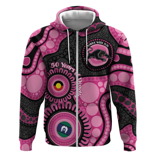 Panthers NAIDOC Week 2026 Personalised Hoodie 50 Years of Deadly Aboriginal Art Pink