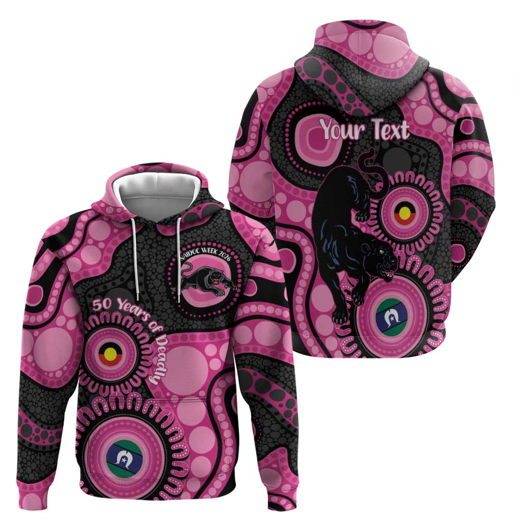 Panthers NAIDOC Week 2026 Personalised Hoodie 50 Years of Deadly Aboriginal Art Pink