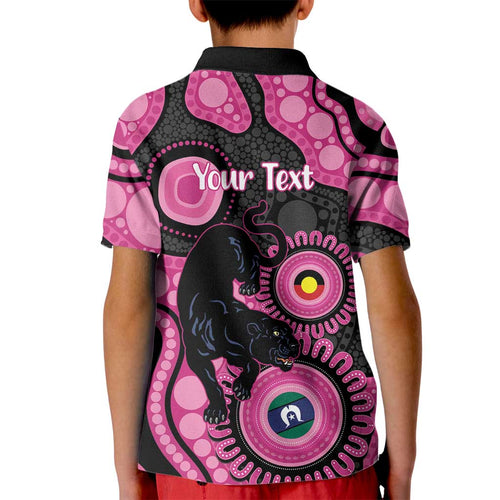 Panthers NAIDOC Week 2026 Personalised Kid Polo Shirt 50 Years of Deadly Aboriginal Art Pink