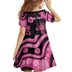 Panthers NAIDOC Week 2026 Personalised Kid Short Sleeve Dress 50 Years of Deadly Aboriginal Art Pink