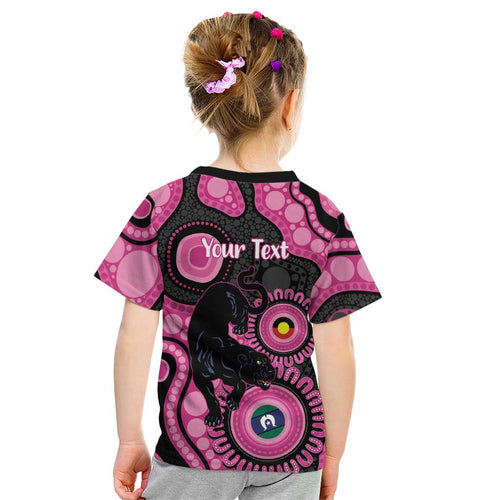 Panthers NAIDOC Week 2026 Personalised Kid T Shirt 50 Years of Deadly Aboriginal Art Pink
