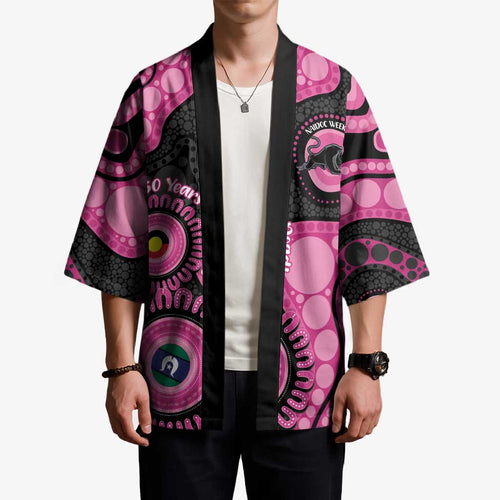 Panthers NAIDOC Week 2026 Personalised Kimono 50 Years of Deadly Aboriginal Art Pink