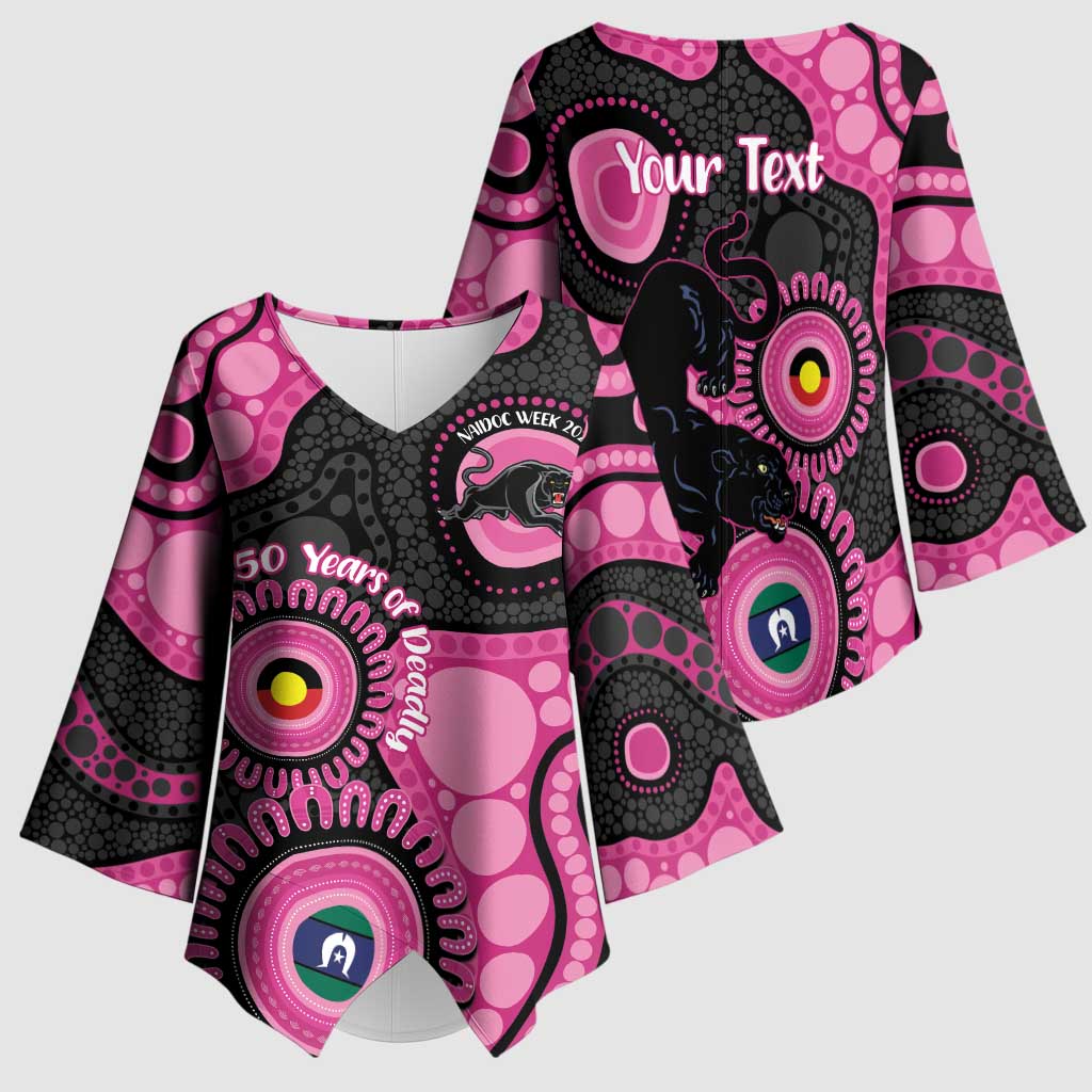 Panthers NAIDOC Week 2026 Personalised Kimono Sleeve Blouse 50 Years of Deadly Aboriginal Art Pink