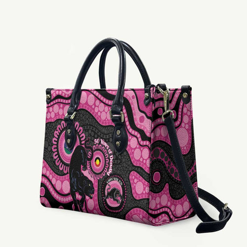 Panthers NAIDOC Week 2026 Personalised Leather Bag 50 Years of Deadly Aboriginal Art Pink