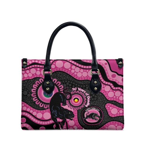 Panthers NAIDOC Week 2026 Personalised Leather Bag 50 Years of Deadly Aboriginal Art Pink